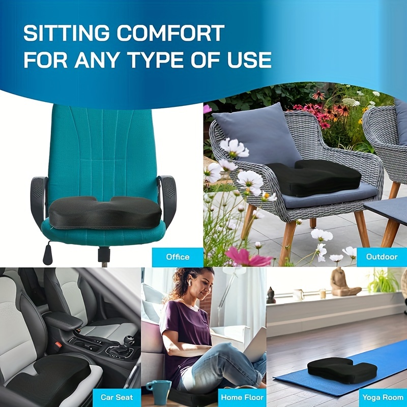TushGuard Seat Cushion, Office Chair Cushions, Car Seat Cushion, Non-Slip  Sciatica & Back Coccyx Tailbone Pain Relief Chair Pad, Memory Foam Butt
