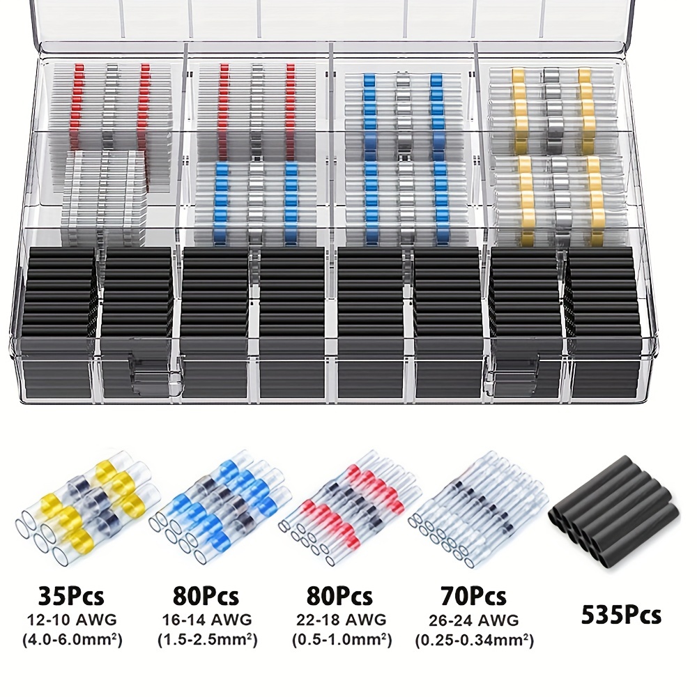 300Pcs Non-Insulated Butt Connectors 22-18AWG 16-14AWG 12-10AWG