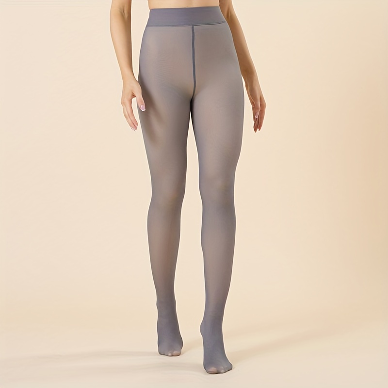Plush Lined Tights Opaque High Waist Thermal Elastic - Temu United