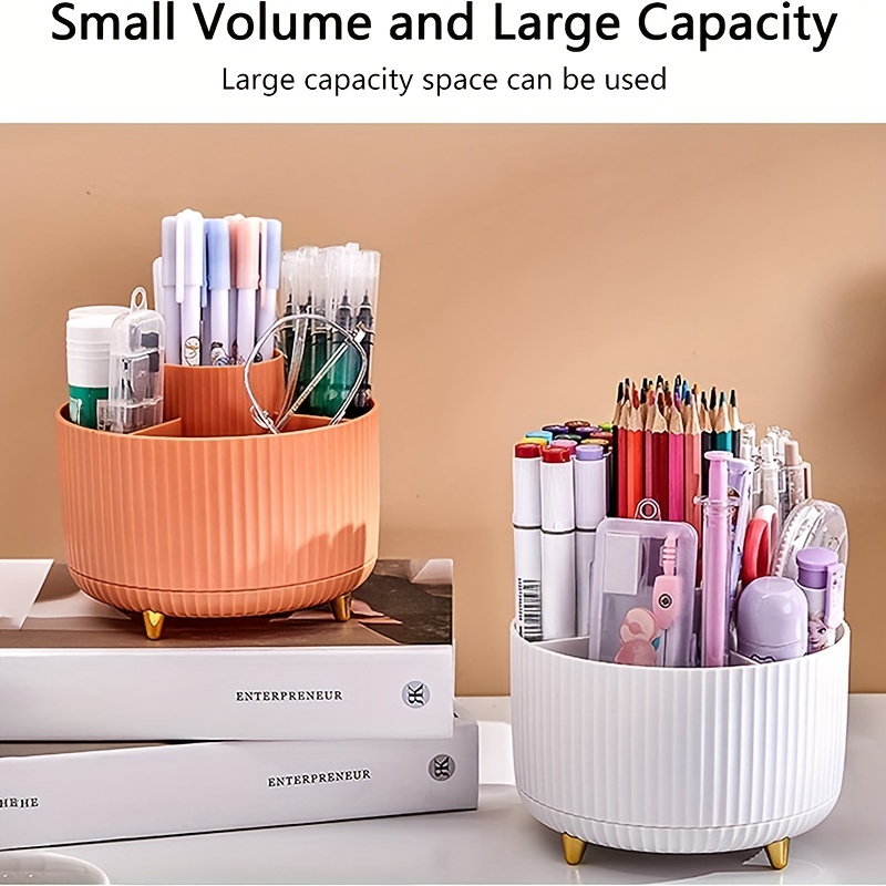1pc pen holder for desk pencil holder 5 slots 360 degree rotating desk organizers and accessories cute pen cup pot for office school home art supply details 13