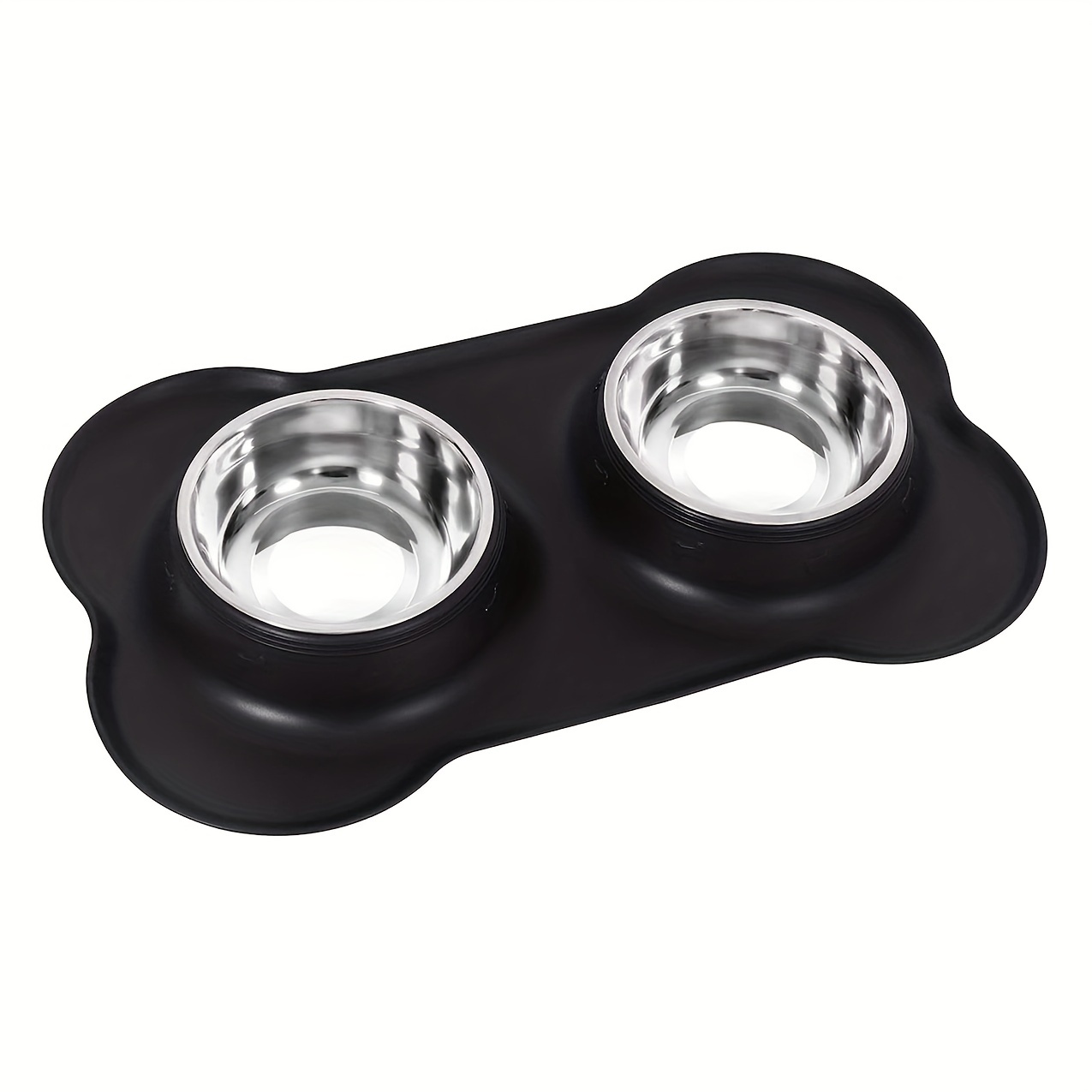 Dog Double Bowls, Stainless Steel Dog Feeder Bowls With No-spill Non-slip Silicone  Mat, Pet Food And Water Bowl For Indoor Cats Dogs - Temu