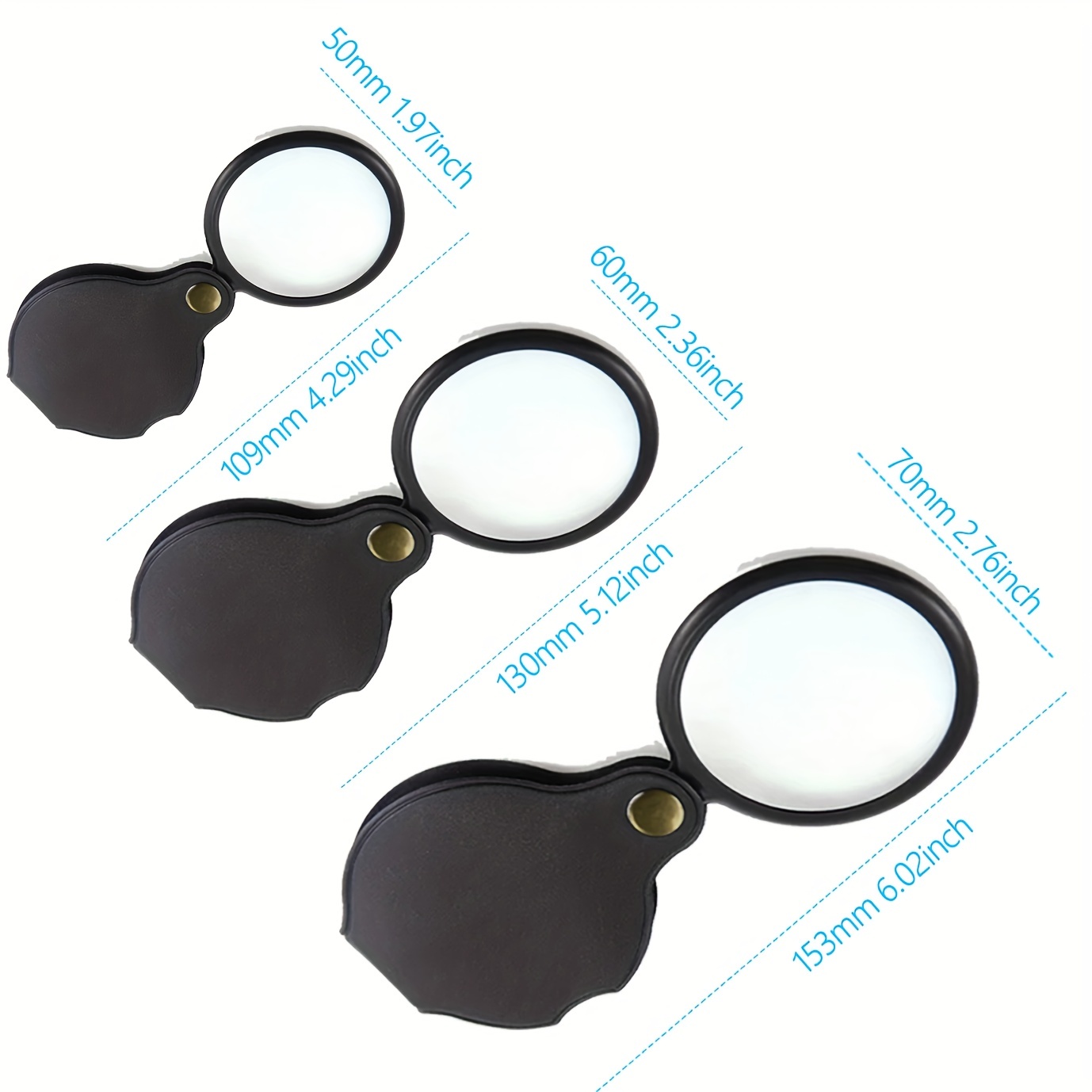 FoldOut Pocket Magnifier with Leather Case - 5x Magnification 50mm