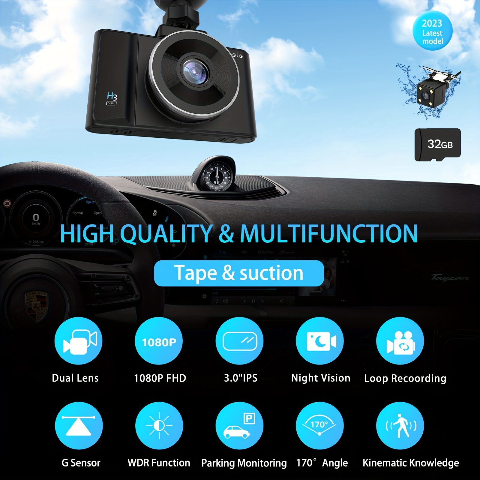 Dash Cam Front and Rear, Dash Camera for Cars with 32G SD Card Super Night  Vision, 1080P FHD DVR DashCam Car Dashboard Camera with G-Sensor, Parking  Monitor, Loop Recording, Motion Detection 2023 