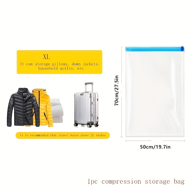 1Pcs Clothes Compression Storage Bags Hand Rolling Clothing Plastic Vacuum  Packing Sacks Travel Space Saver Bags