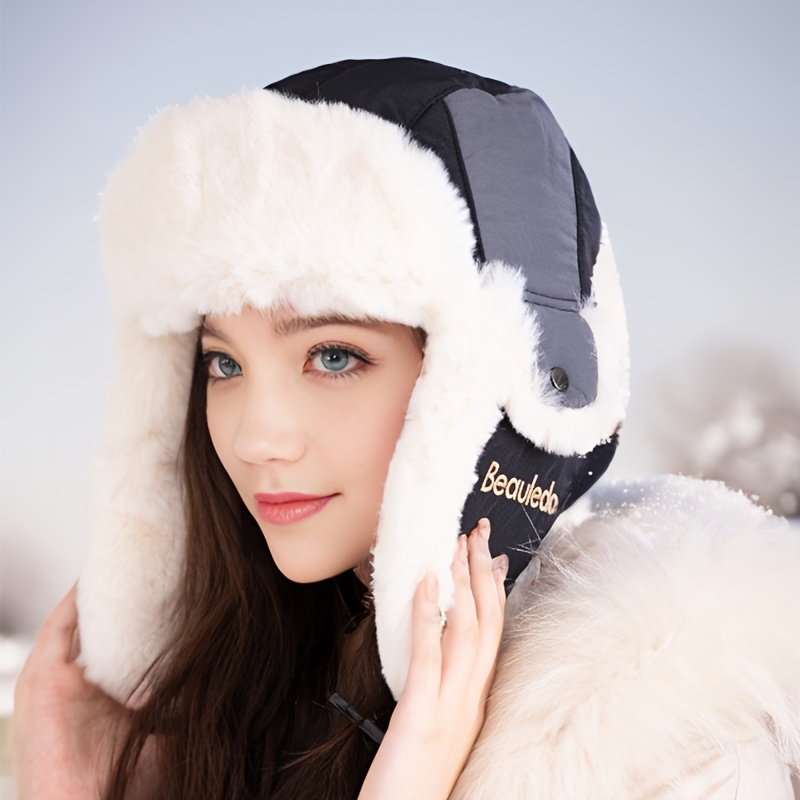 Winter Thickened Plush Trapper Hat Trendy Faux Fur Bomber - Temu