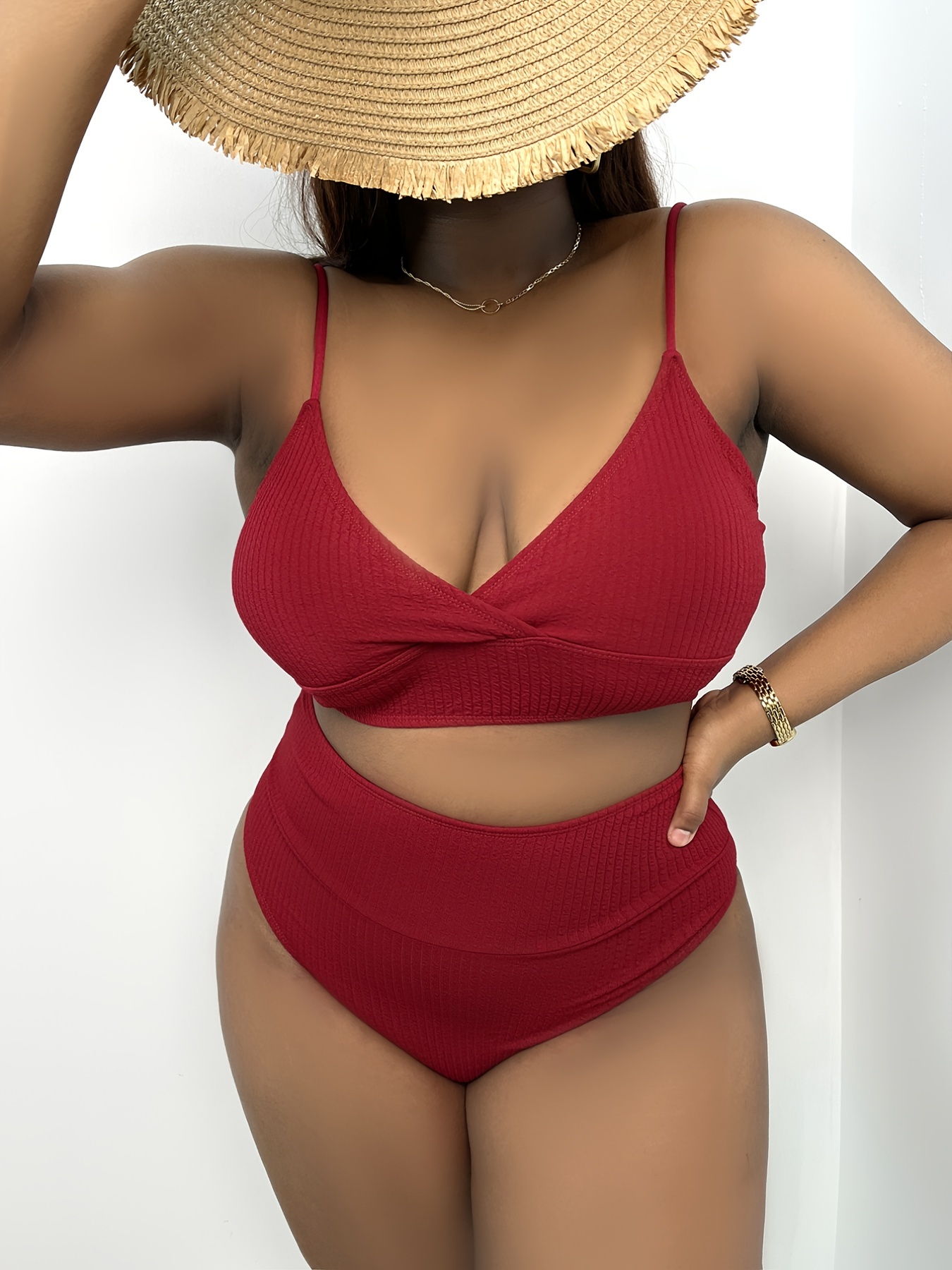 Red Twist Front Plus Size Bikini Top & Reviews - Red - Sustainable Plus Size  Bikinis