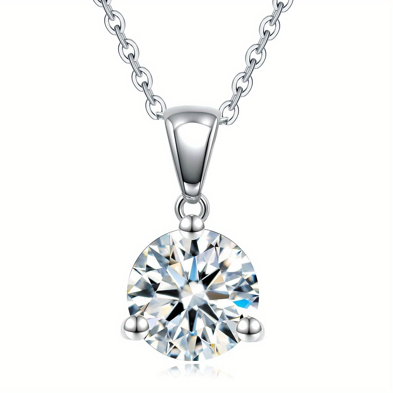 1 Carat Moissanite Geometric Pendant Chain Necklace main image 1