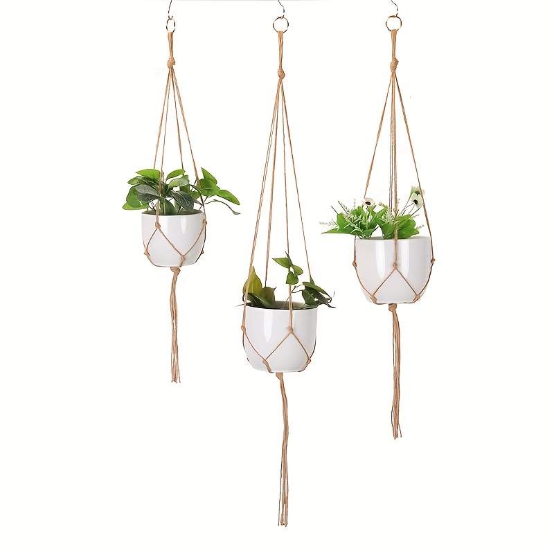 Retro Hanging Basket Manual Flower Pot Mesh Bag Woven Home Decoration