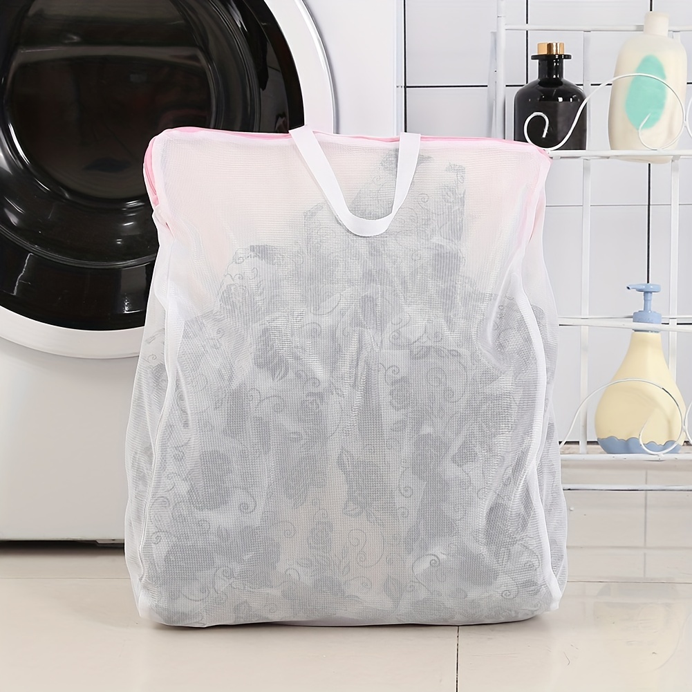 Large Laundry Bag Hanlder Anti deformation Zipper Mesh - Temu