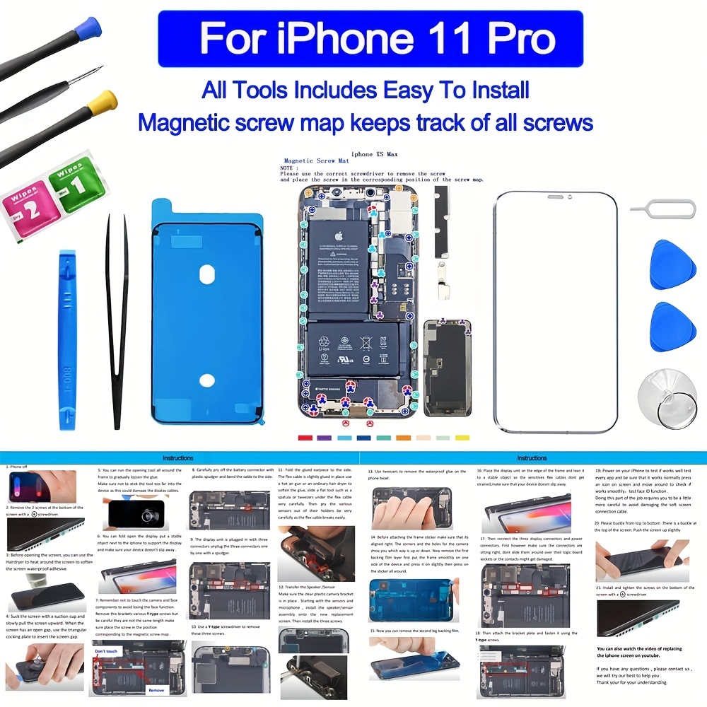  Reemplazo de pantalla para iPhone 11 Pro, pantalla táctil 3D y  LCD digitalizador, compatible con A2160, A2217, A2215, con herramientas de  reparación completas y protector de pantalla (5.8 pulgadas) : Celulares