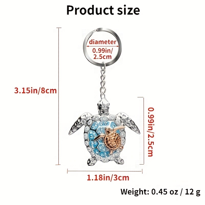 Portachiavi con ciondolo tartaruga portafortuna in vera pietra di l