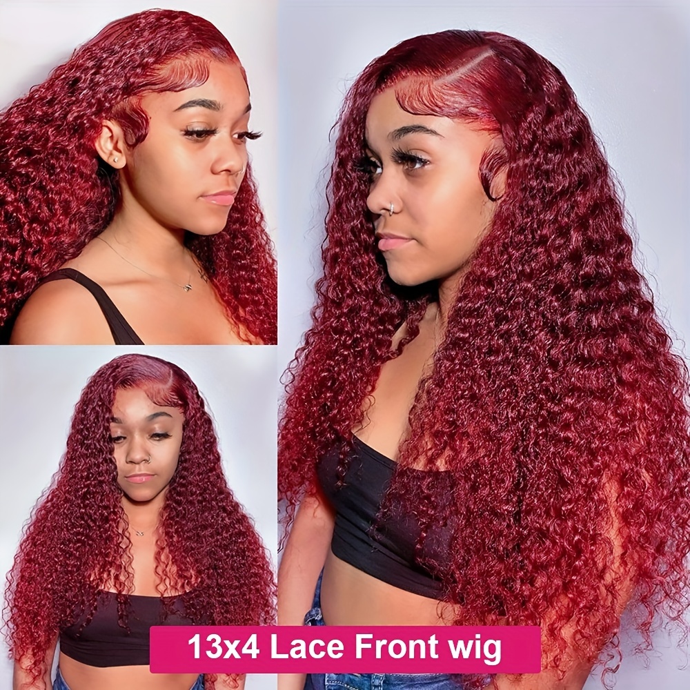 99j Burgundy Lace Front Wig 30 Deep Wave Frontal Wig 13x4 Temu