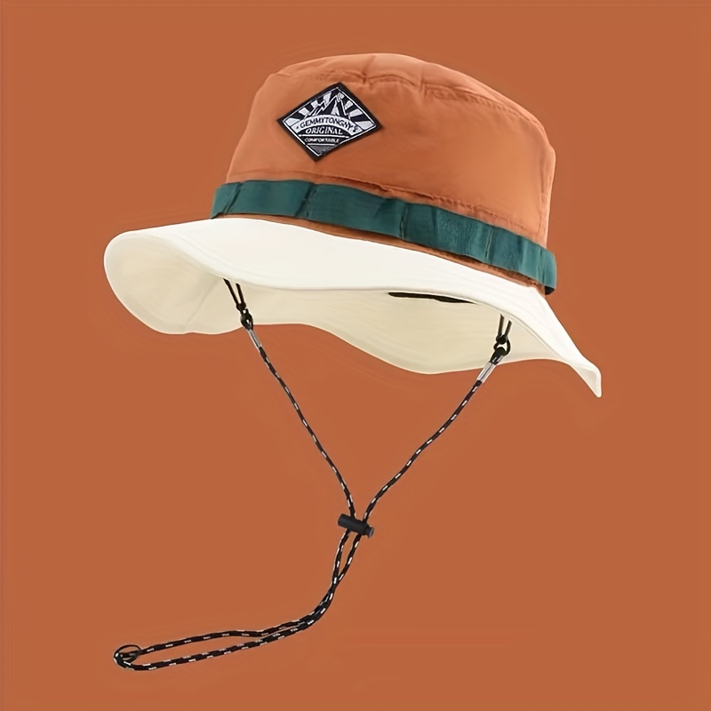 Brown Vacation Sun Print Hat, Men's Quick Packable Wide Brim Breathable Sun Hats Classic Color Fisherman Outdoor Bucket Hat for Women,Temu