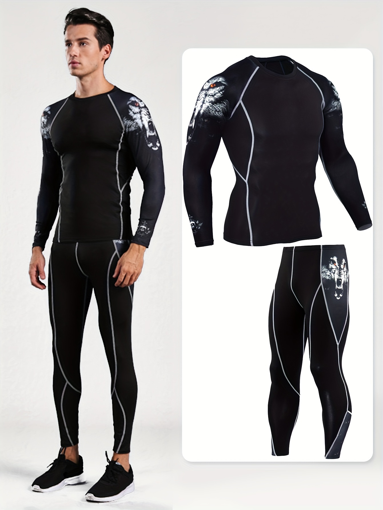 Men Compression Sportswear Suits Tights Training Clothes Quick Dry  Tracksuit Tee