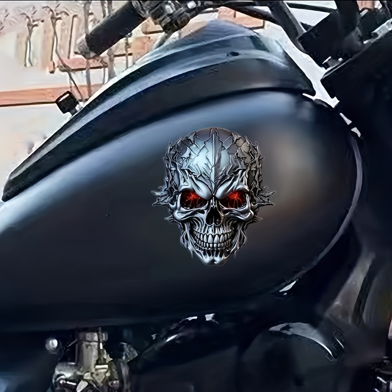 3d Imitation Metal Skull Car Stickers Motorcycle Scratch - Temu