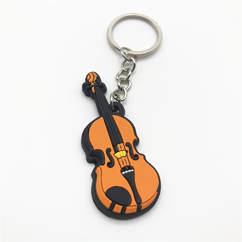 PVC Soft Instrument Key Ring Cute Guitar Violin Saxophone Key