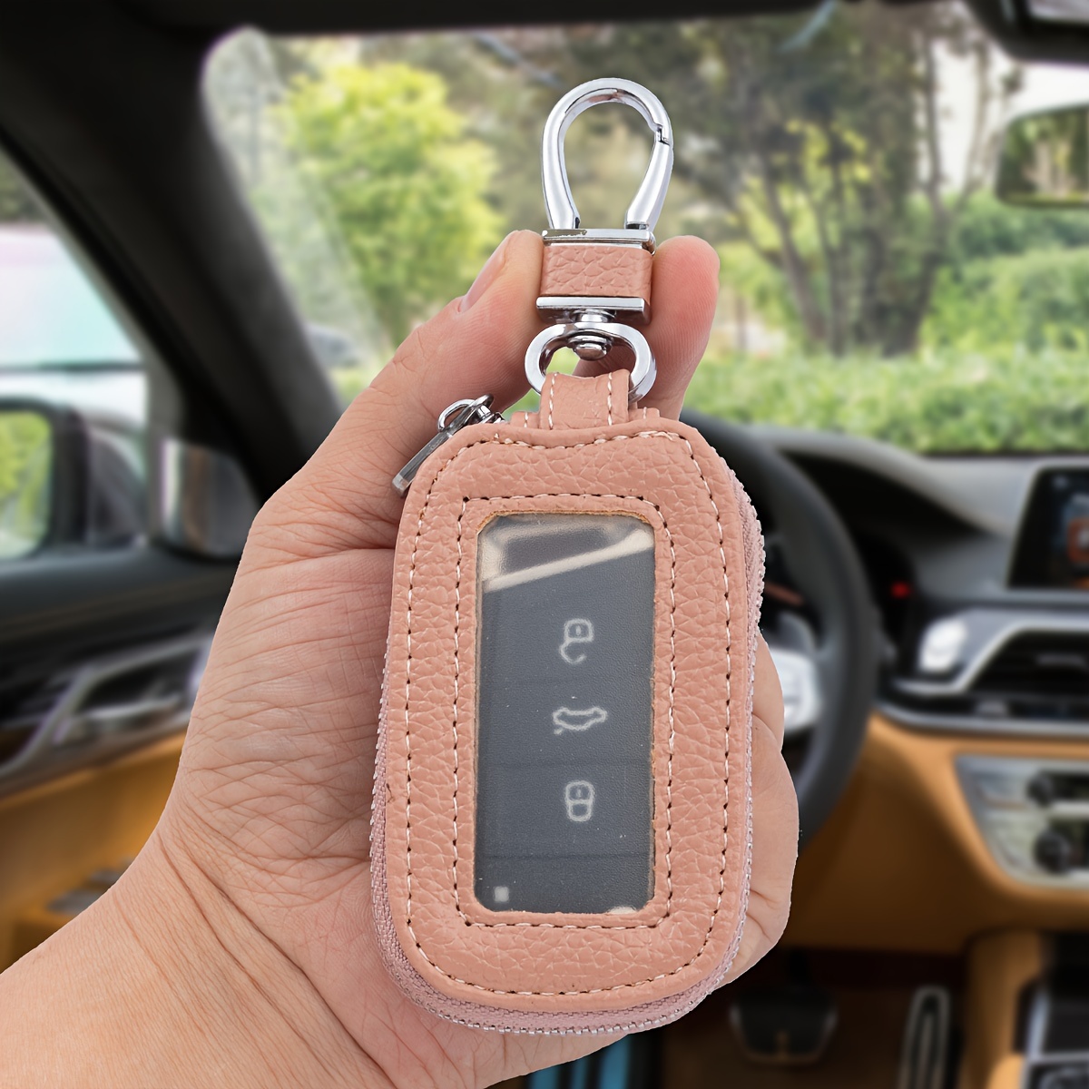 VSLIH Universal Premium Car Key Fob Case Genuine Leather Car Smart Key Fob Holder for Remote Key Fob