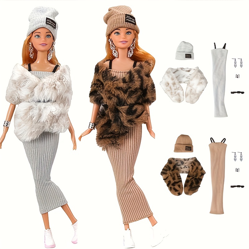 Fashion 1/6 Scale Female Dolls Clothing Female Clothes Set Figure Doll  Clothes Uniform Outfit Costume for 12 Dolls Clothing Accs Dress up , Gray  