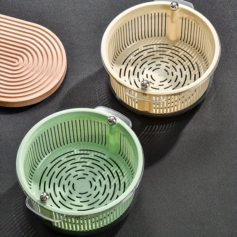 Rotating Double layer Drain Basket Kitchen Storage