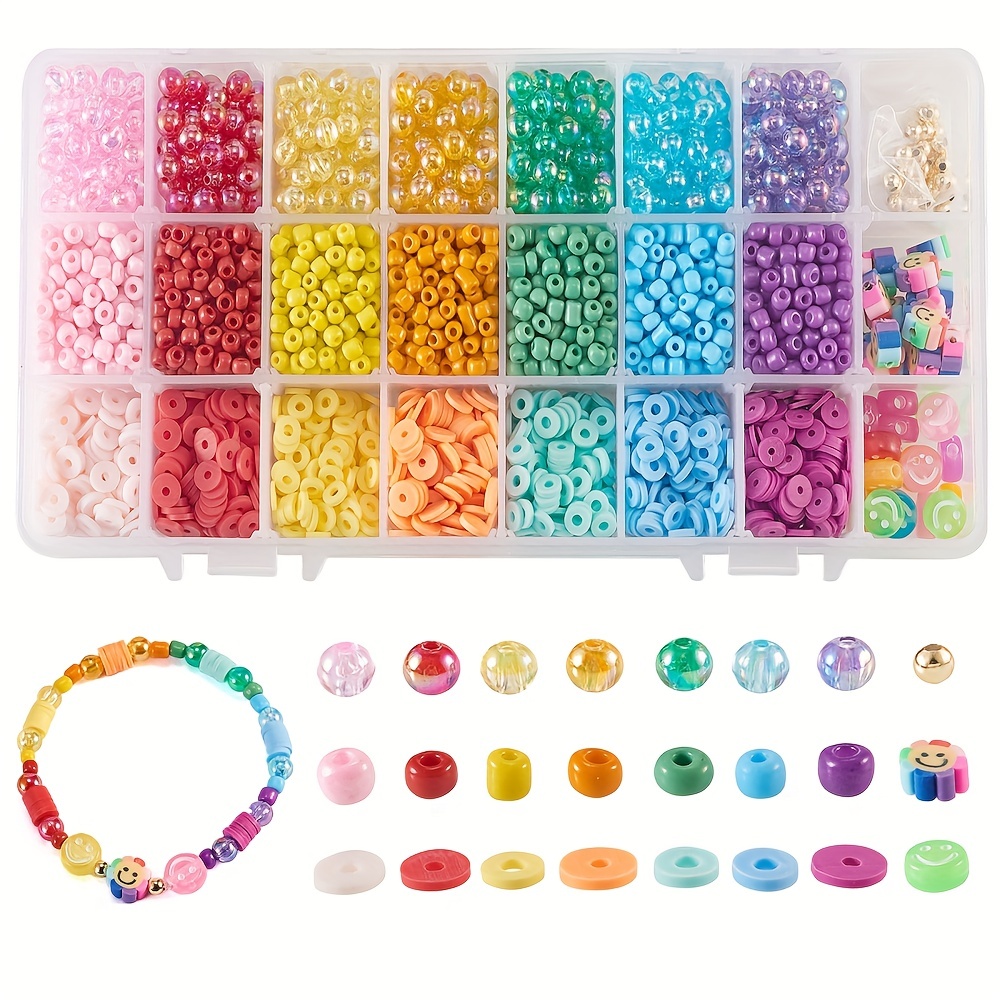 Glass Seed Beads 24 Colors Small Beads Kit Bracelet Beads For