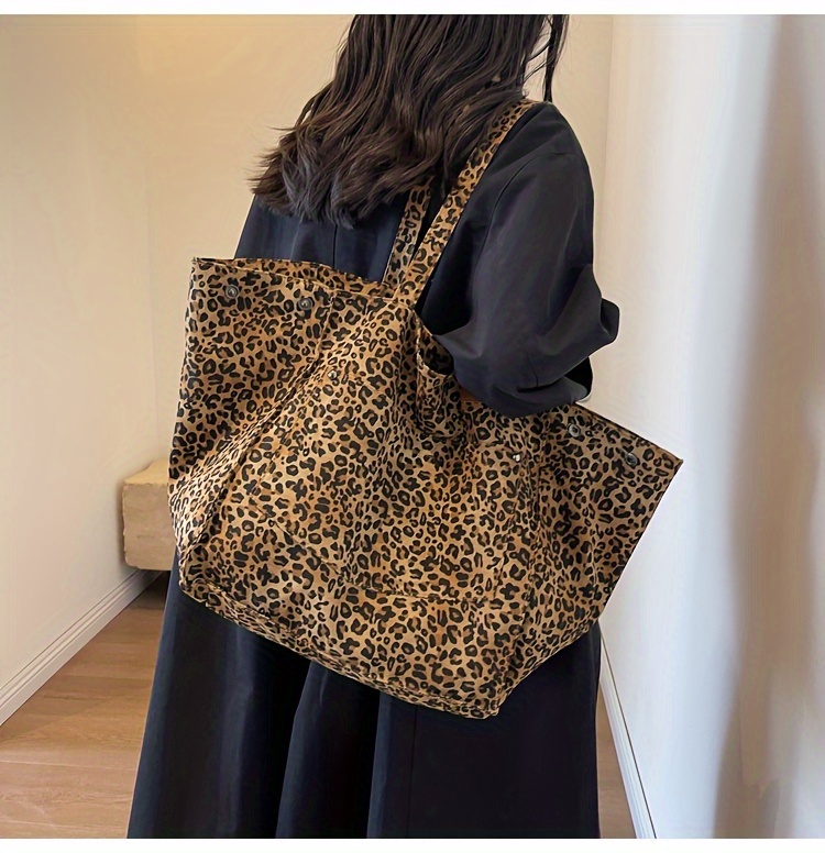 Stylish Leopard Print Tote Bag Large Capacity Shoulder Bag Temu