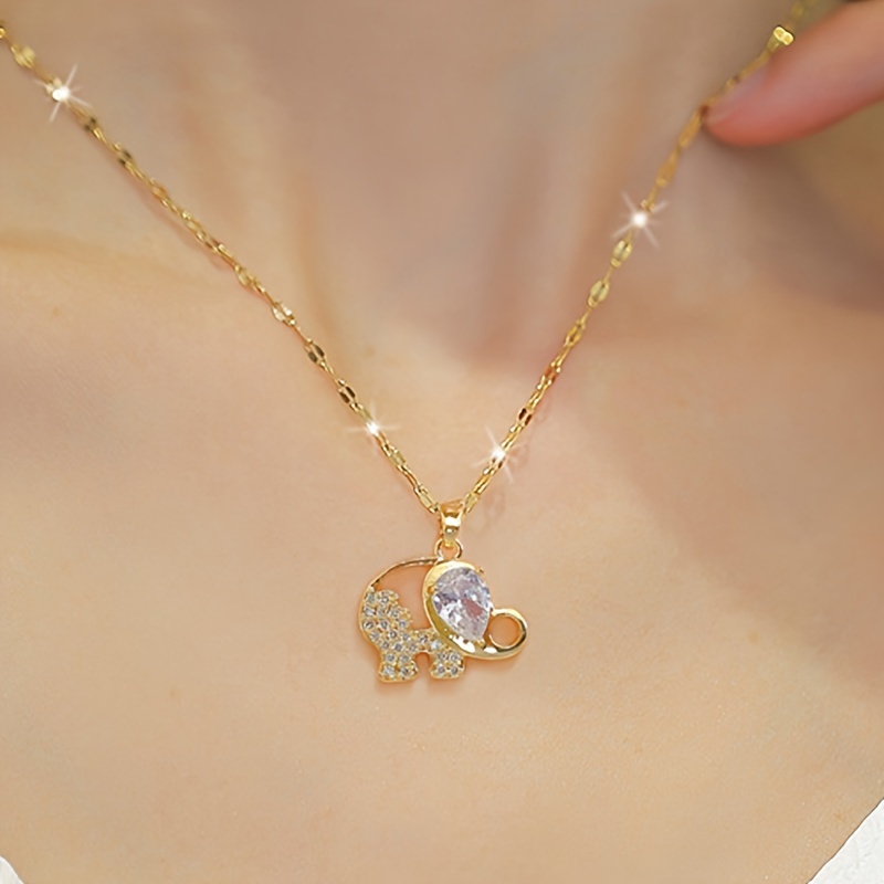 1pc gorgeous elephant cubic zirconia copper pendant necklace Temu
