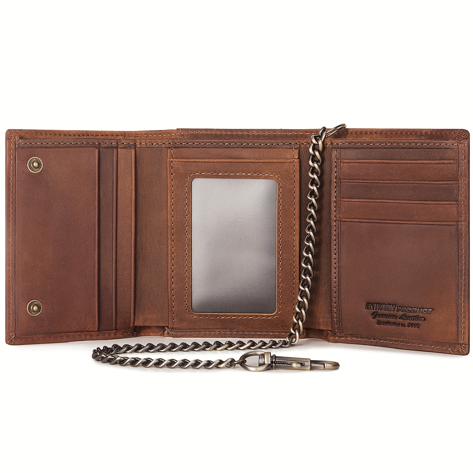 Men's Bifold Simple Wallet With Anti leech Chain Pu Leather - Temu