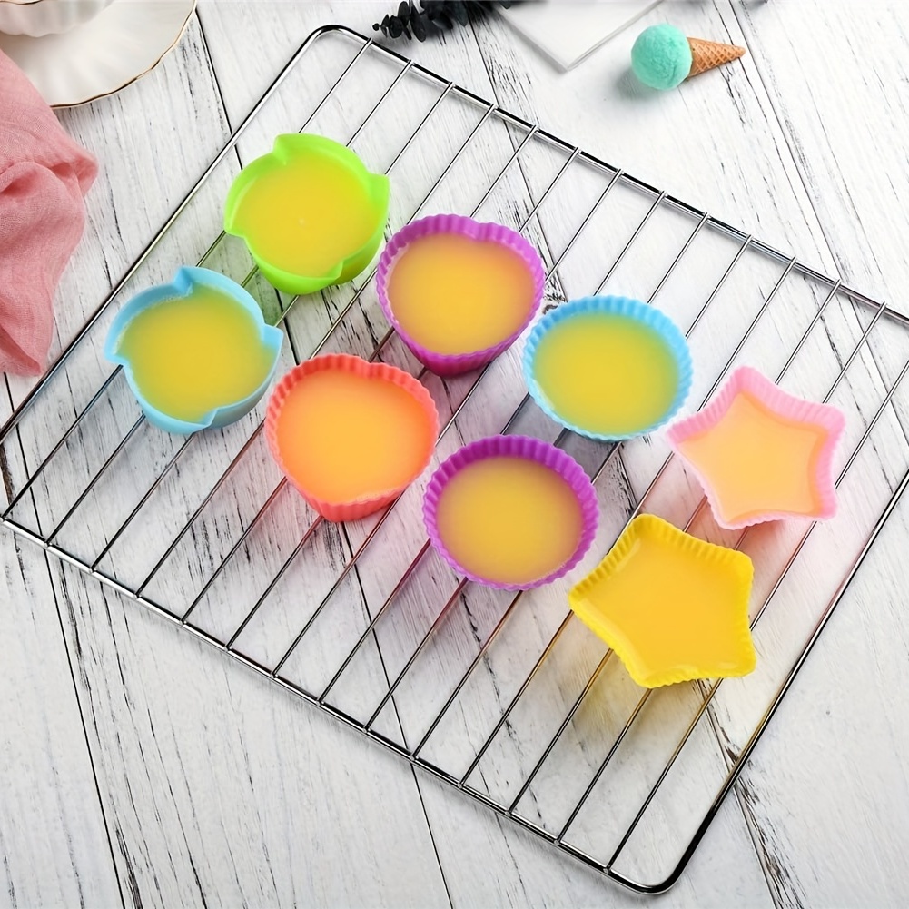 R HORSE 42Pcs Silicone Molds Cupcake Multi Flower Shapes Baking Cups Molds  Non-Stick Donut Wrapper Molds Muffin Molds Washable for Pan Oven Microwave