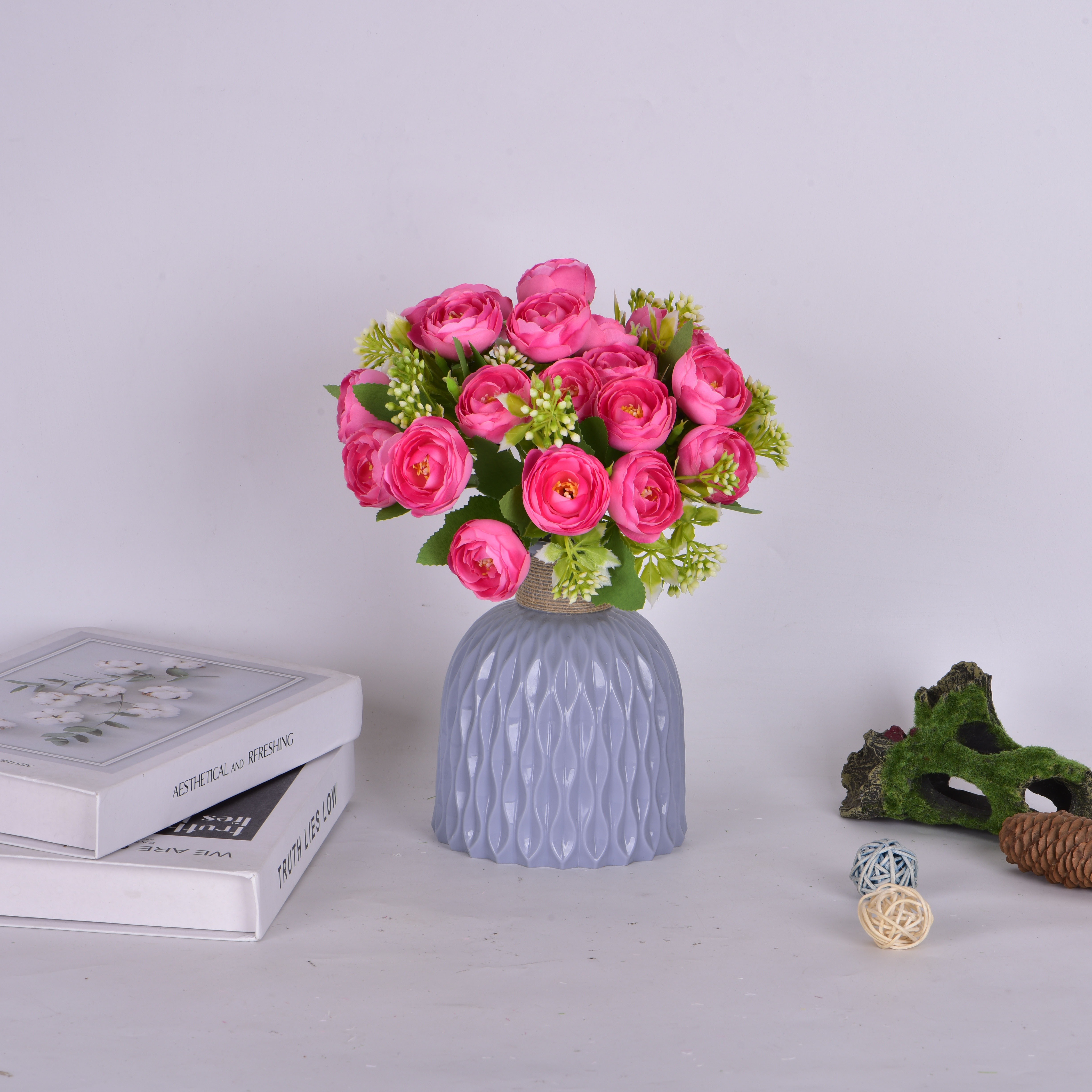 Composizione peonia rosa Finti fiori artificiali per sempre, composizione  floreale centrotavola in vaso di vetro per l'arredamento della casa di Blue  Paris Flowers -  Italia