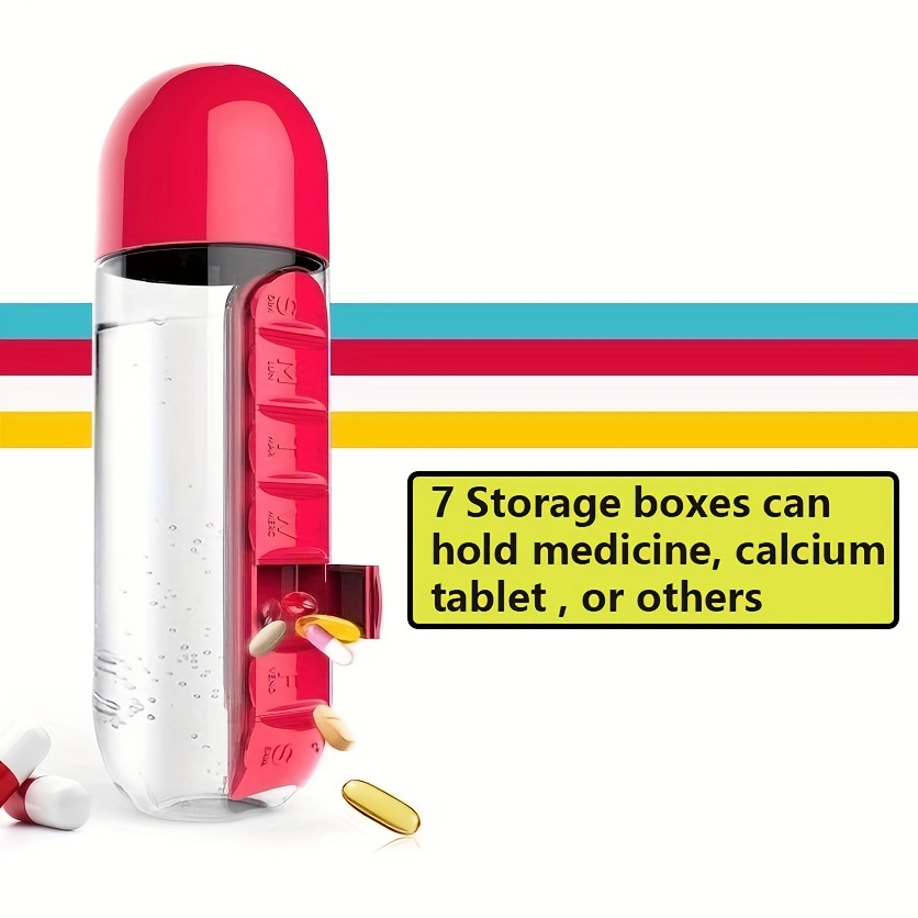 Portable Water Bottle With Built in Pill Box Perfect For - Temu