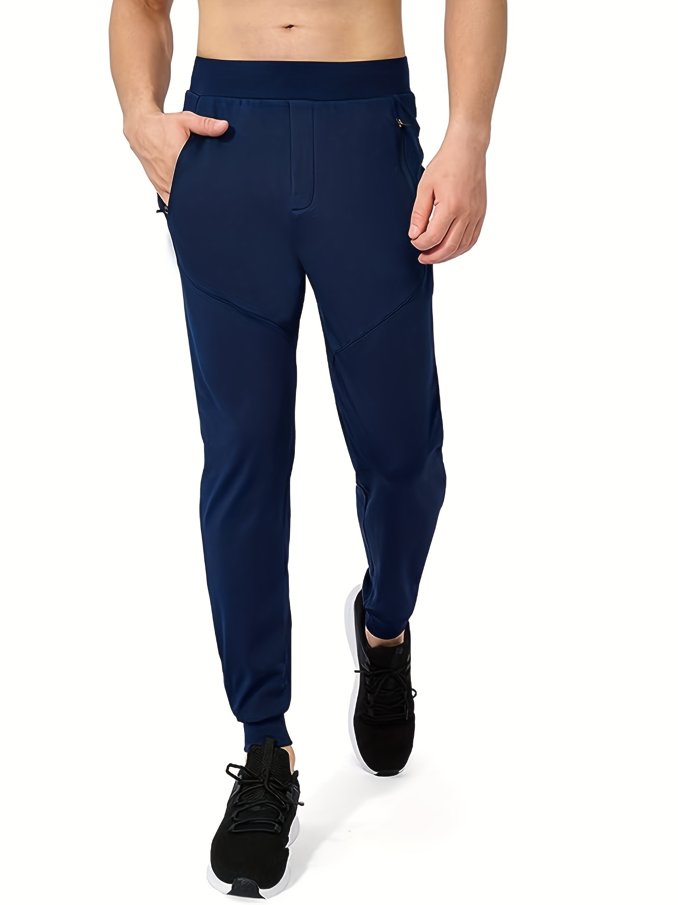 Men's Solid Color Waterproof Zipper Pocket Sweatpants Hiking