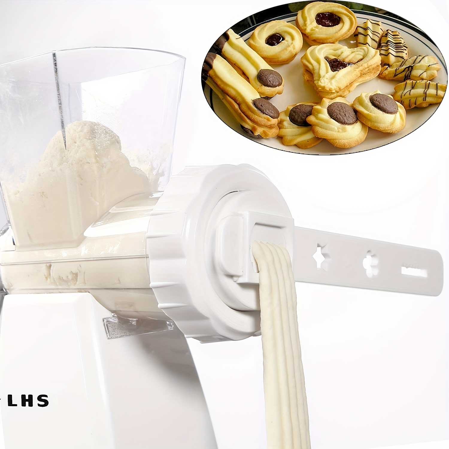 Cookie extruder attachment for a meat grinder