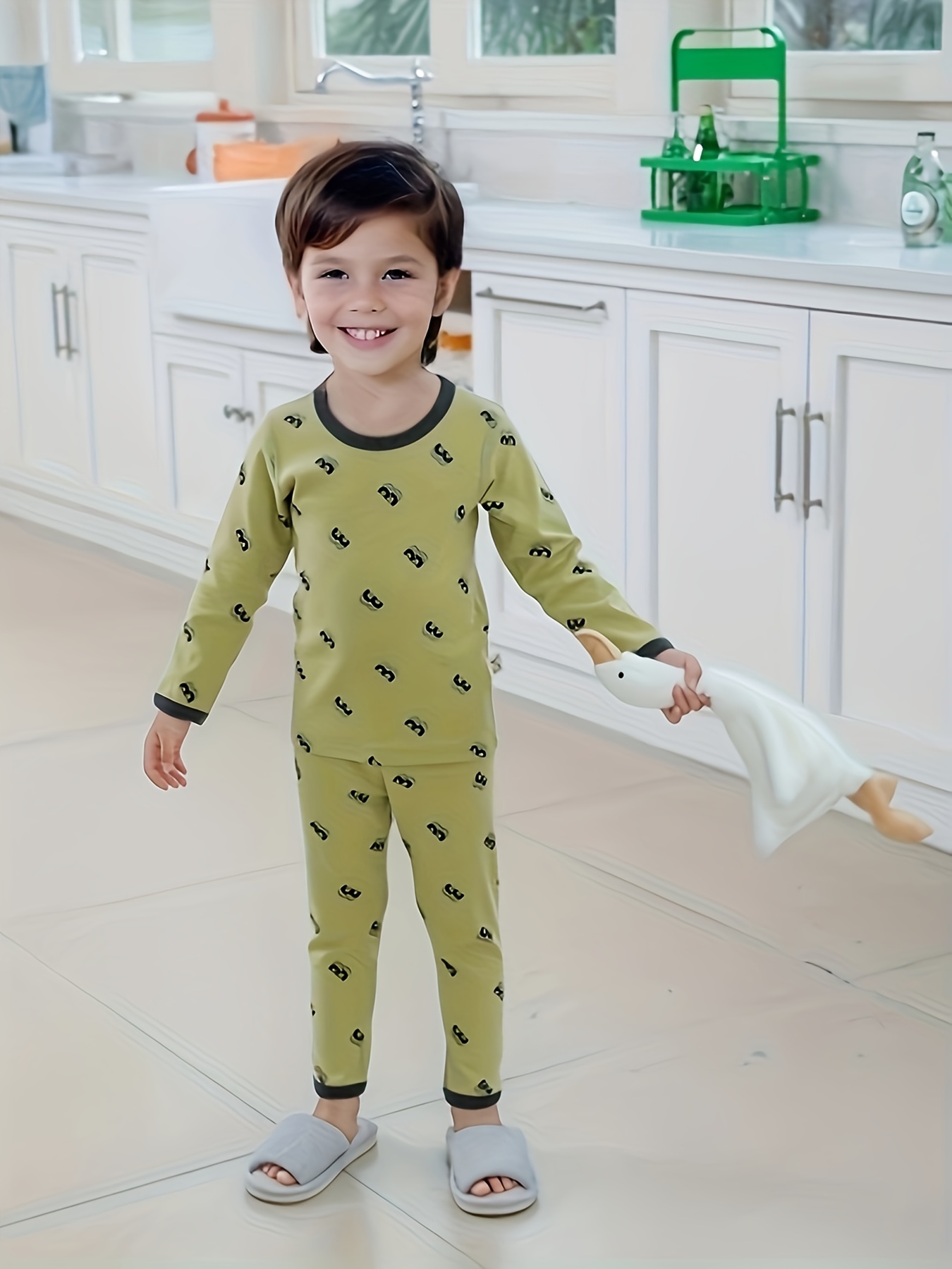 Pyjama En Coton Confortable Pour Enfants 2 Pièces, Ensemble Haut Et  Pantalon À Manches Longues, Vêtements