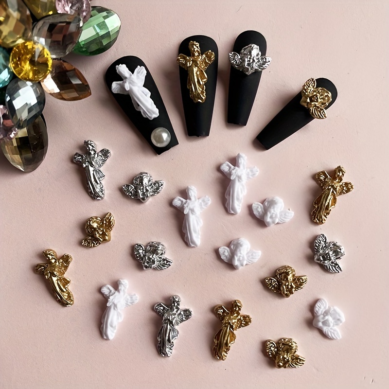 3d Angel Wings Nail Charms Resin White Wing Nail Art Charms - Temu
