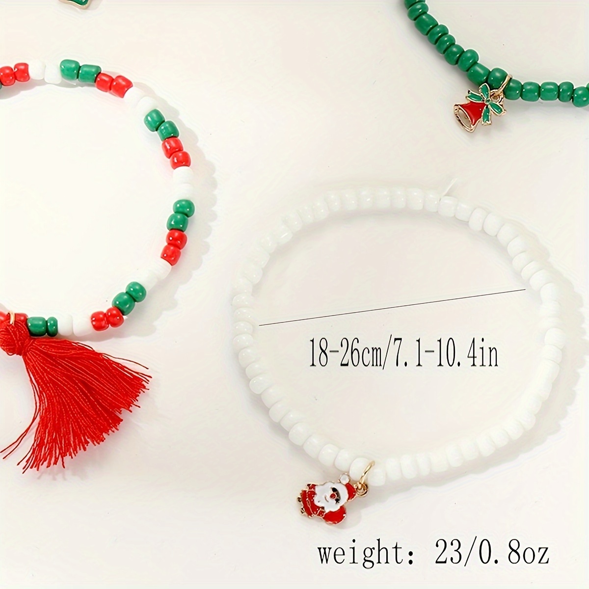 Santa Claus Pendant Beaded Bracelet Set Red Green Soft Clay - Temu