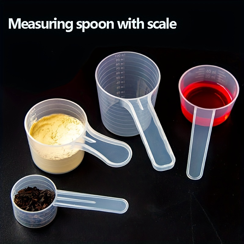 Portable Adjustable Kitchen Measuring Spoons Plastic Measuring Scoops Cups  With Scale For Baking Cooking Measuring Food Coffee