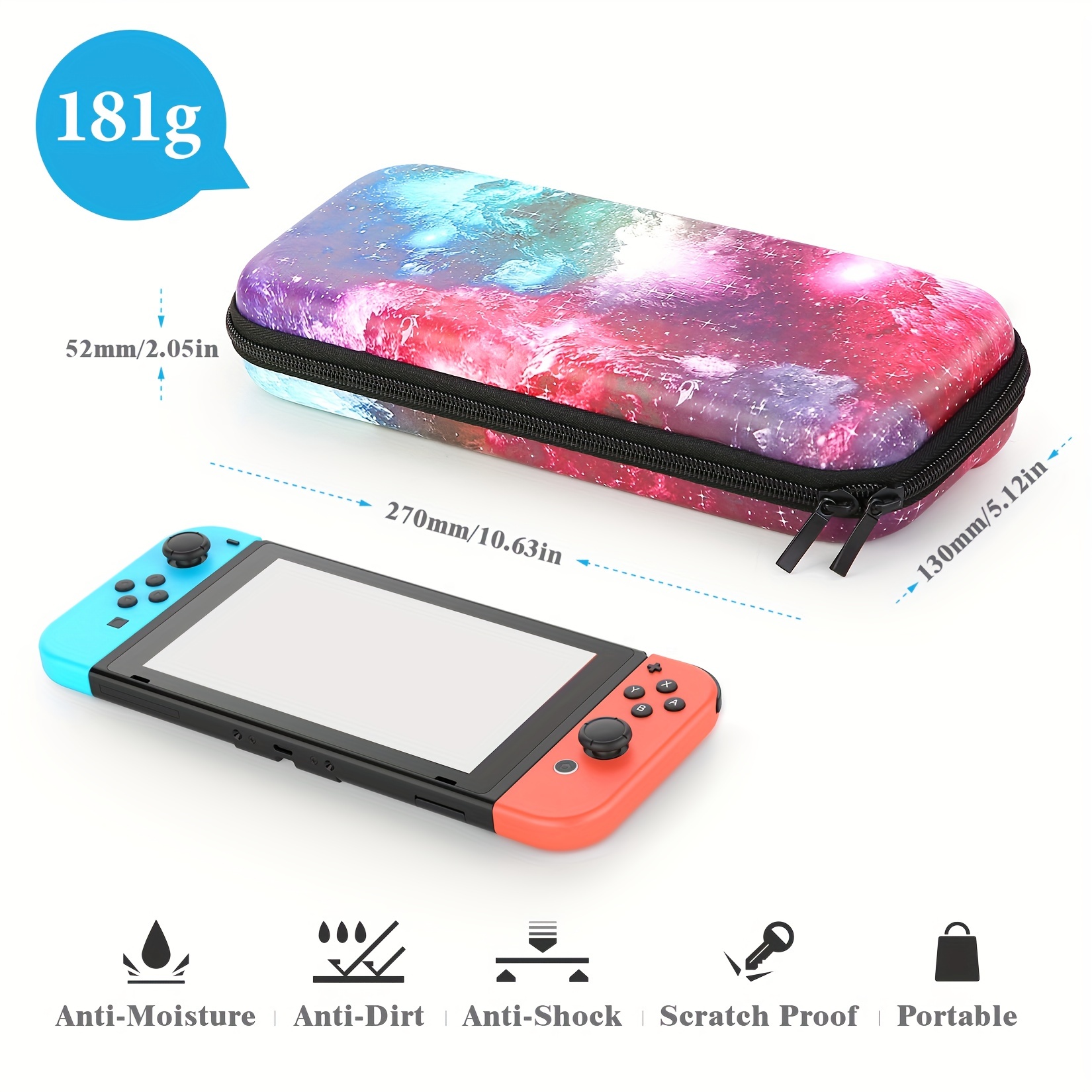 protective hard portable travel carry case shell pouch with pockets compatible with nintendo switch oled details 0