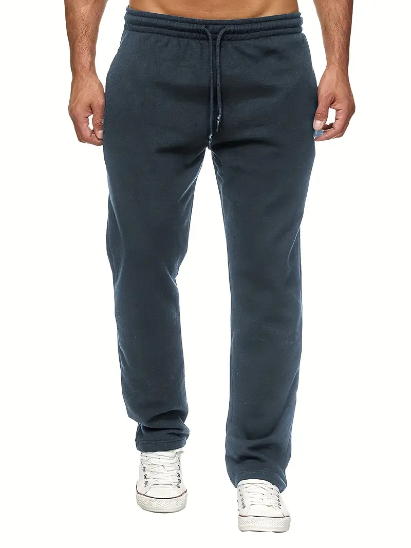 Men's Solid Color Fleece Loose Sports Pants Small Size Order - Temu