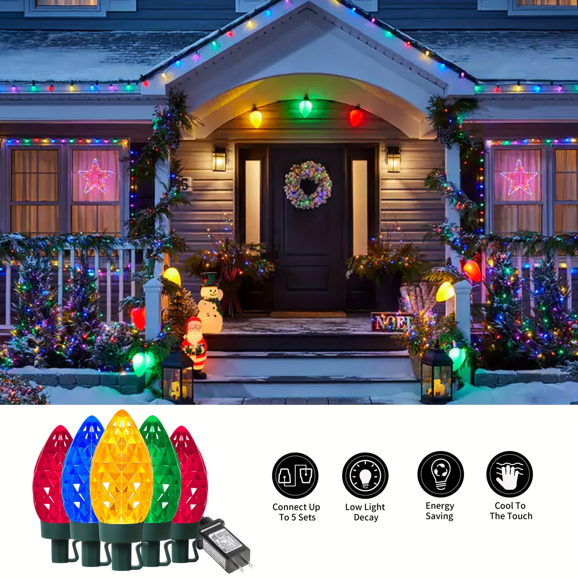  Battery Operated Christmas Lights 2 Pack 18 Feet 50 LED Clear  Mini String Lights with 8 Modes Waterproof Tree Lights for Xmas Outdoor  Indoor Holiday Party Garden Decor, Warm White +