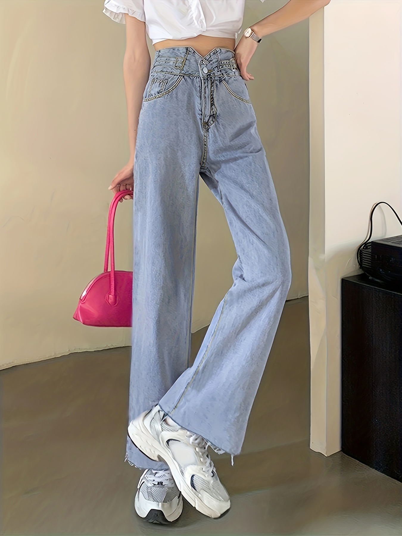 Women Straight Leg Jeans - Temu