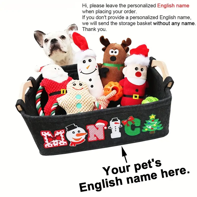 Personalized Christmas Design Pet Toy Storage Box Custom Dog - Temu