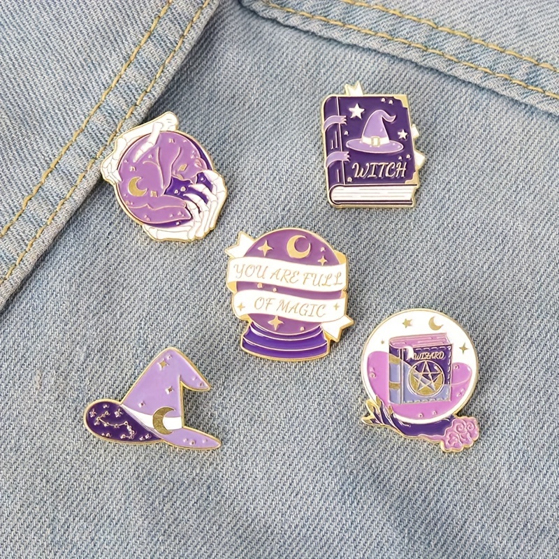 5 Purple Magic Badges Backpack Metal Badges Anti lighting Brooch Accessories