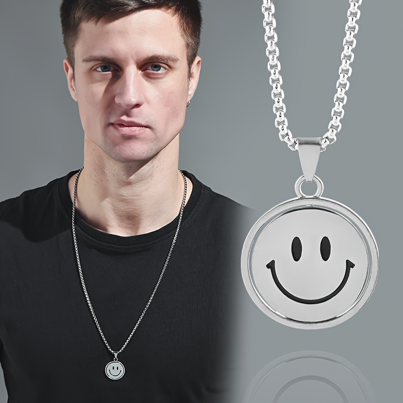 Rotating Smile Face Crying Face Necklace, Switching Expression