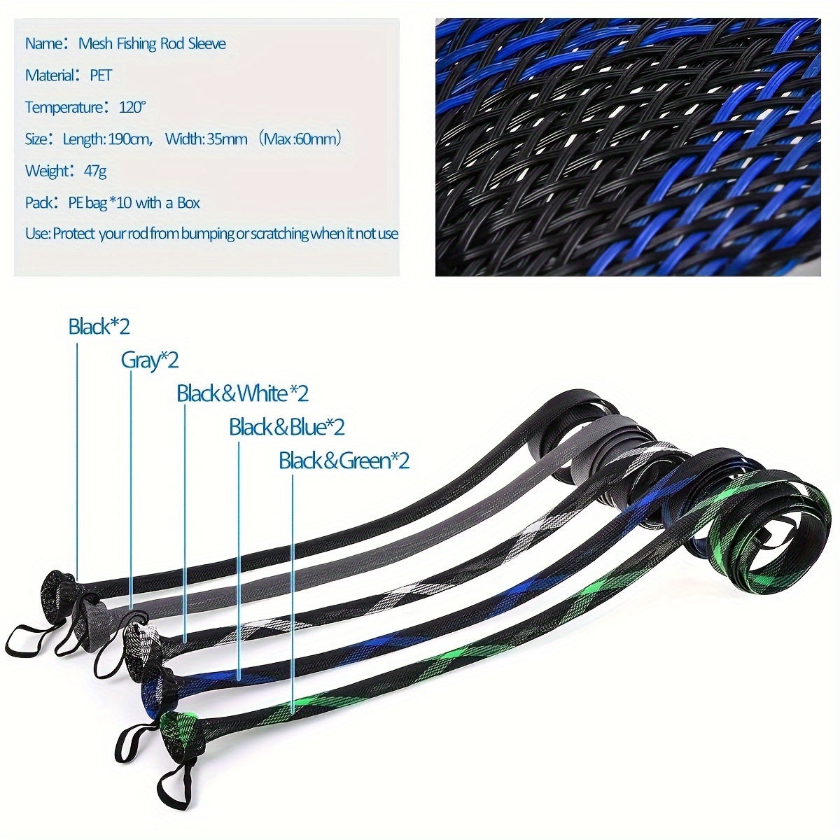 Braided Mesh Fishing Rod Sleeve Protective Cover Casting - Temu