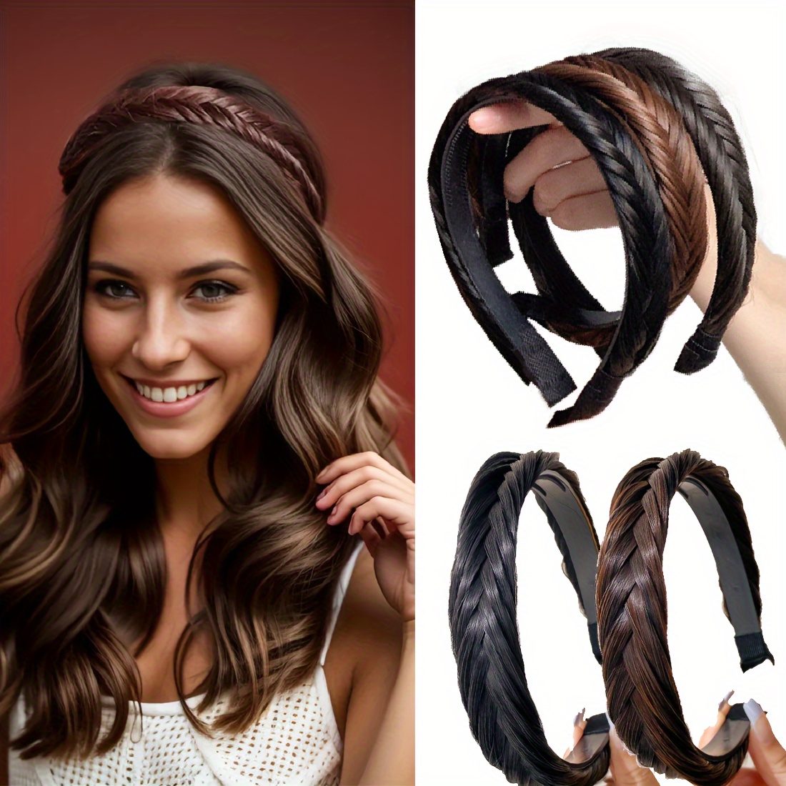 Wide Wig Twist Braided Hair Bands Fashion Braids Hair Accessories Women  Fashion Wig Headband Headwear Hair Accessories