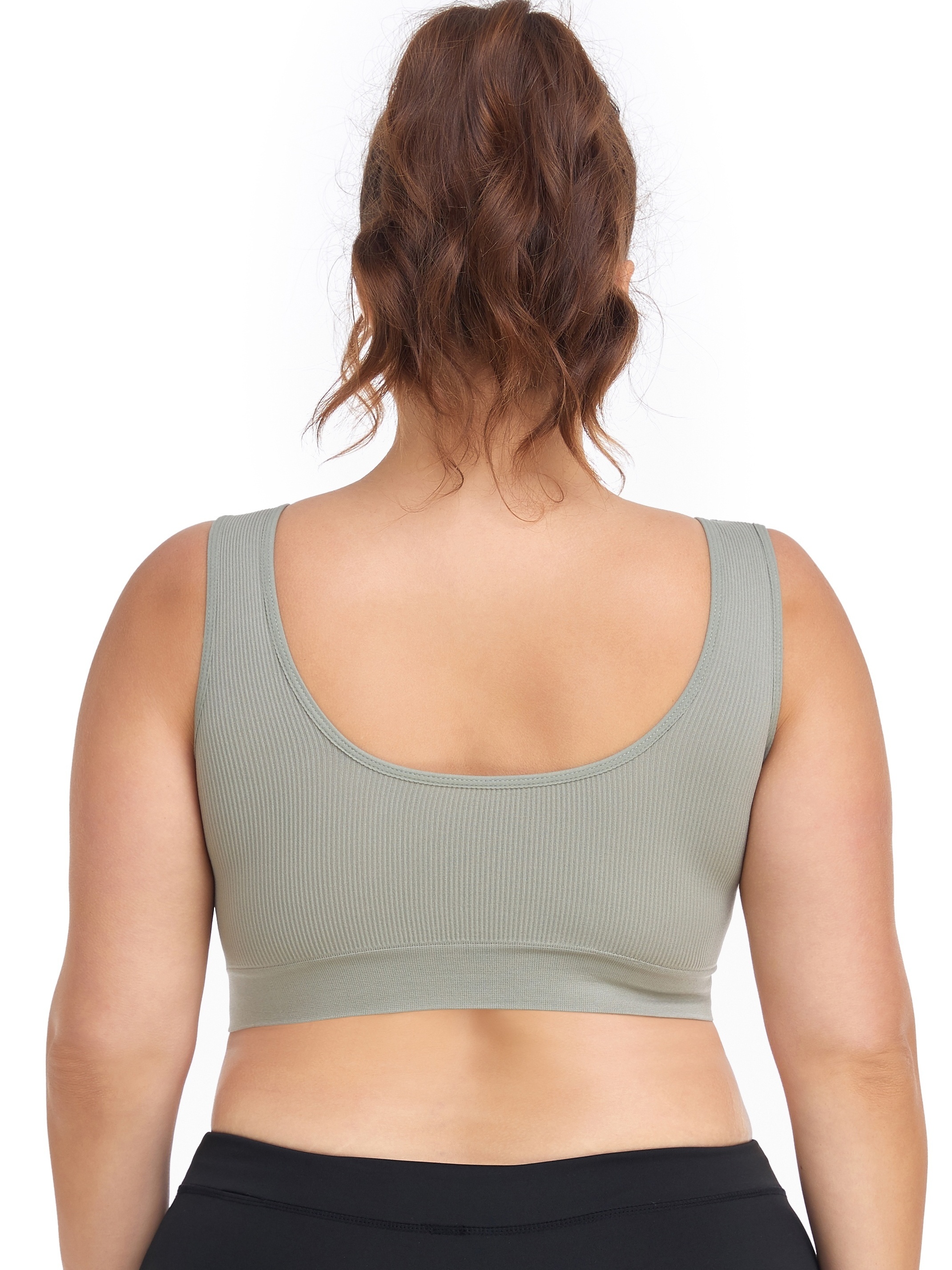 Plus Size Solid Ribbed Full Coverage Seamless Bra Women's - Temu Canada