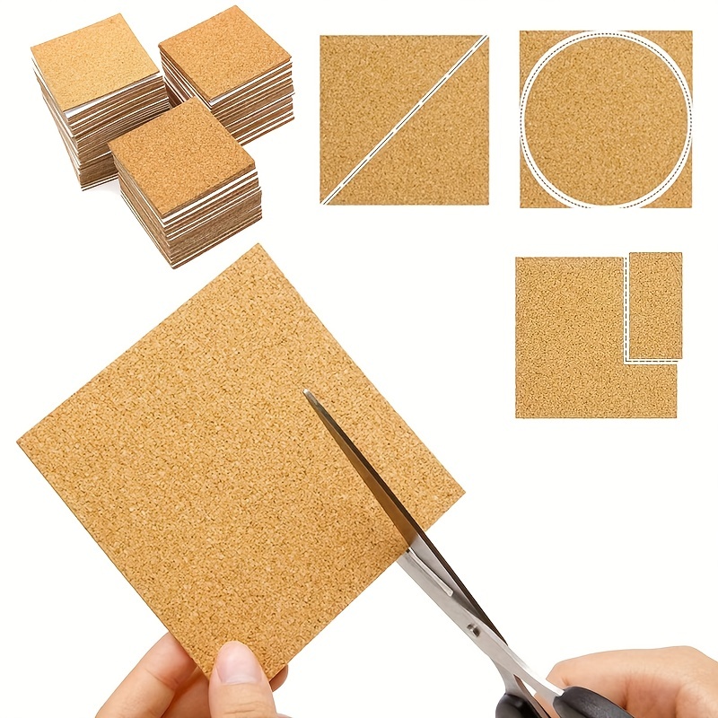 Self-Adhesive Cork Squares 4x4 Inches Cork Backing Sheets Cork Tiles  Coasters