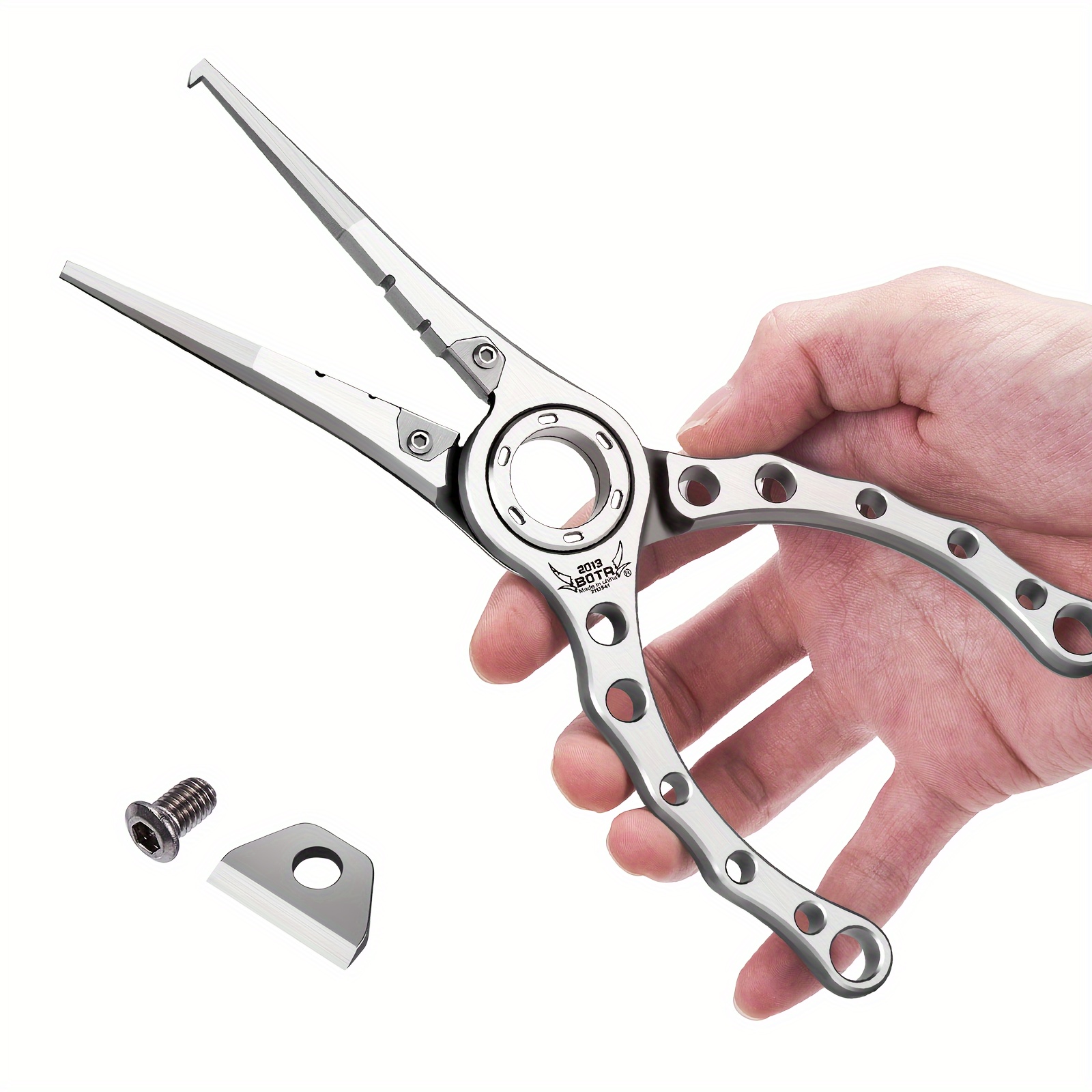Stainless Steel Fishing Pliers with Non-Slip Handle and Hook