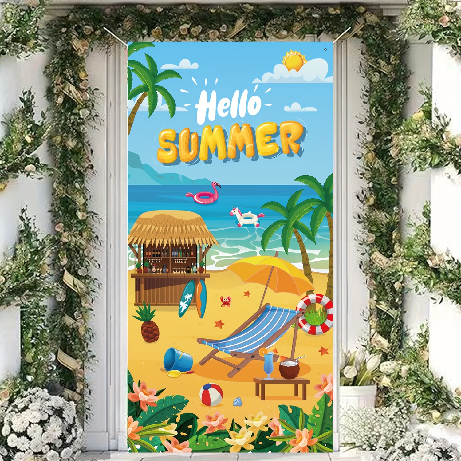  Summer Party Decorations Porch Sign, 71 X 12 Summer  Decorations For Home Door Banner, Summer Decorations for Outside Indoor  Door Banner, Hello Summer Banner, Summer Decorations for Office : Toys 