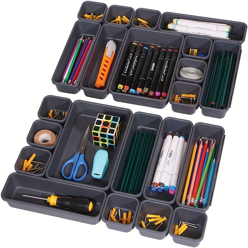 Tool Box Organizer and Storage Tray, Tool Box Drawer Organizer Bins,  Toolbox Organizer Tray Divider Set, Black 32 Pack